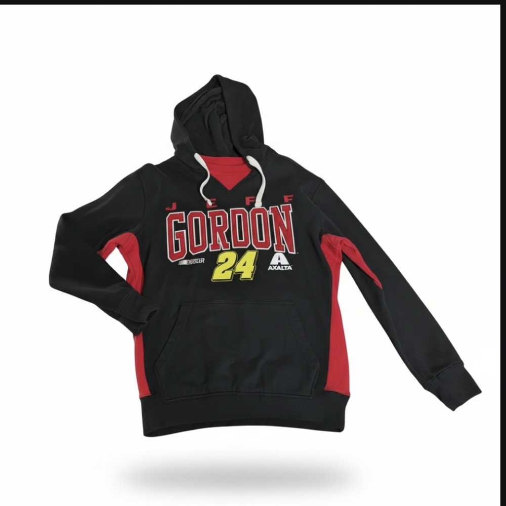 Vtg 90s Jeff Gordon 24 NASCAR Racing Hoodie  G-III Racing Raised lettering Sz L